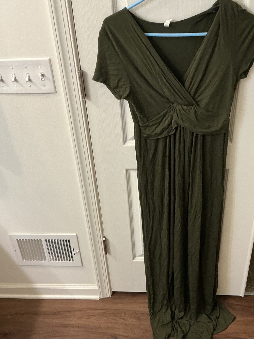 Twist-Front Olive Green Maxi Dress - Women